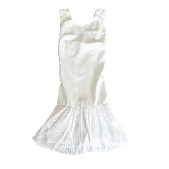 Sandro Paris Women’s Sz 1 Cream Cross Back Shift Dress w/ White Ruffle Hem - Picture 9 of 9